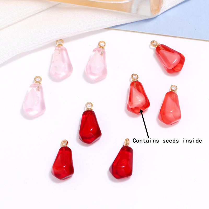 Resin Art Gift Ideas - 10 Stück Granatapfel-Samen-Harz-Anhänger, Obst-Charms für DIY-Ohrring,