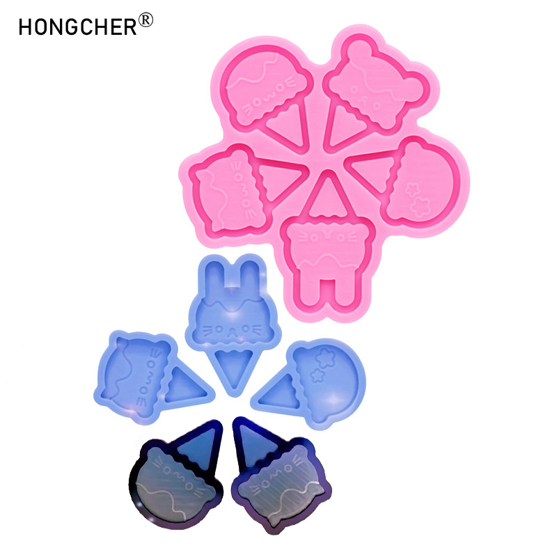 Resin Art Uv - Glänzende Spiegel-Cartoon-Tier-Eiscreme-Form Silikonform DIY Epoxidharz Schmuck