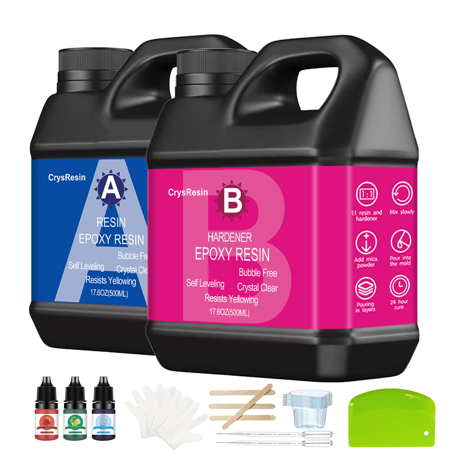 Resin Art Epoxy - Kristallklares Epoxidharz 1:1 Set Schnellhärtend Nicht
