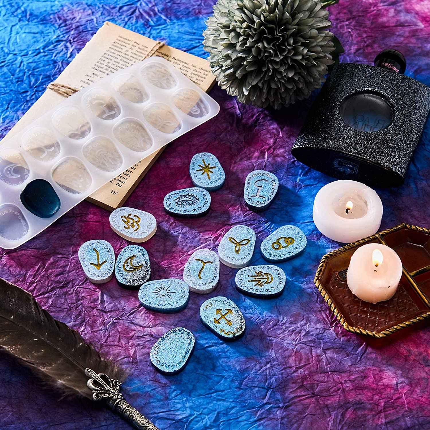 Resin Art Alphabet - ABWZ-Hexenrune Harzform Symbol Runenbuchstaben Silikonform DIY