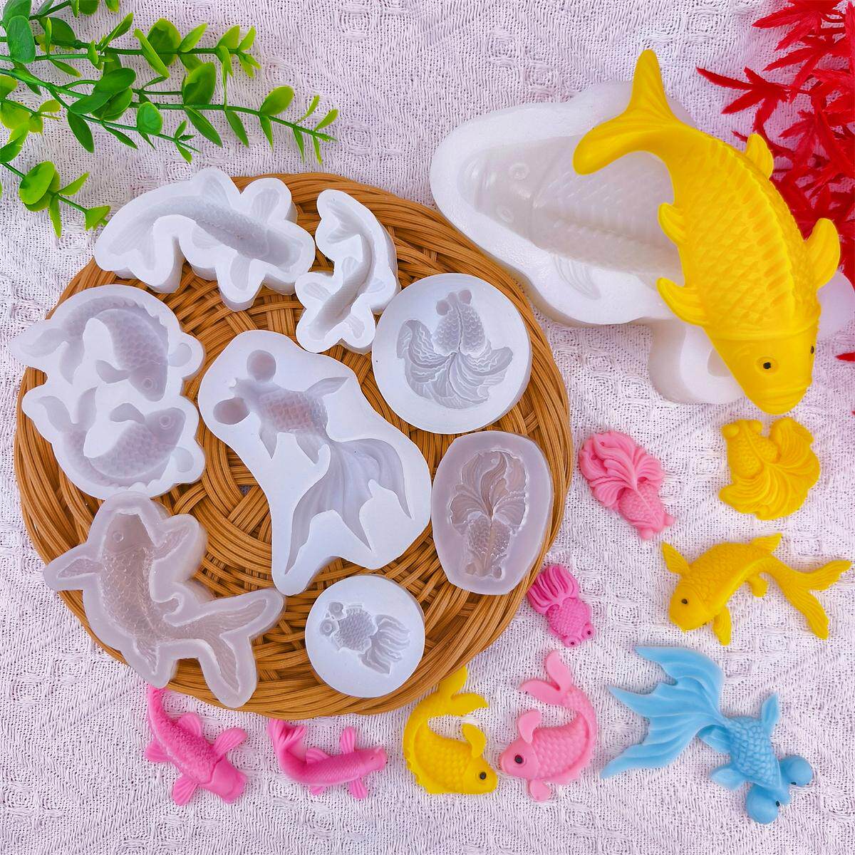 Resin Art Liquid - 2026 Koi-Fisch Silikonharzformen Tier-Epoxidharz-Gussformen für Schlüsselanhänger,