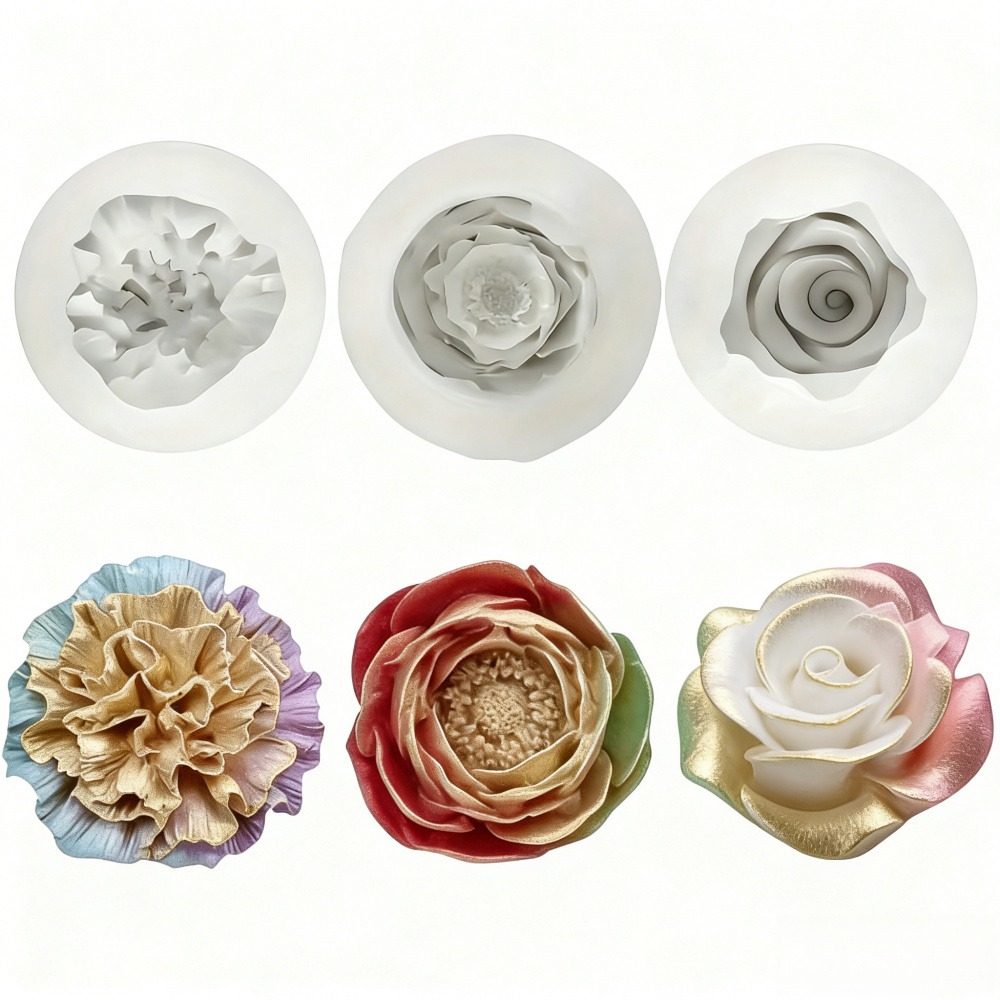 Resin Art For Wedding Gift - 3-teilige Silikonformen für Rosen, Pfingstrosen und