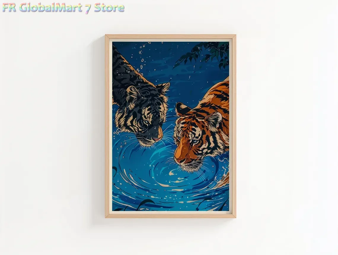 Resin Art Anime - Diamond Painting Dämmerungs-Tiger Poster | Anime-inspirierte
