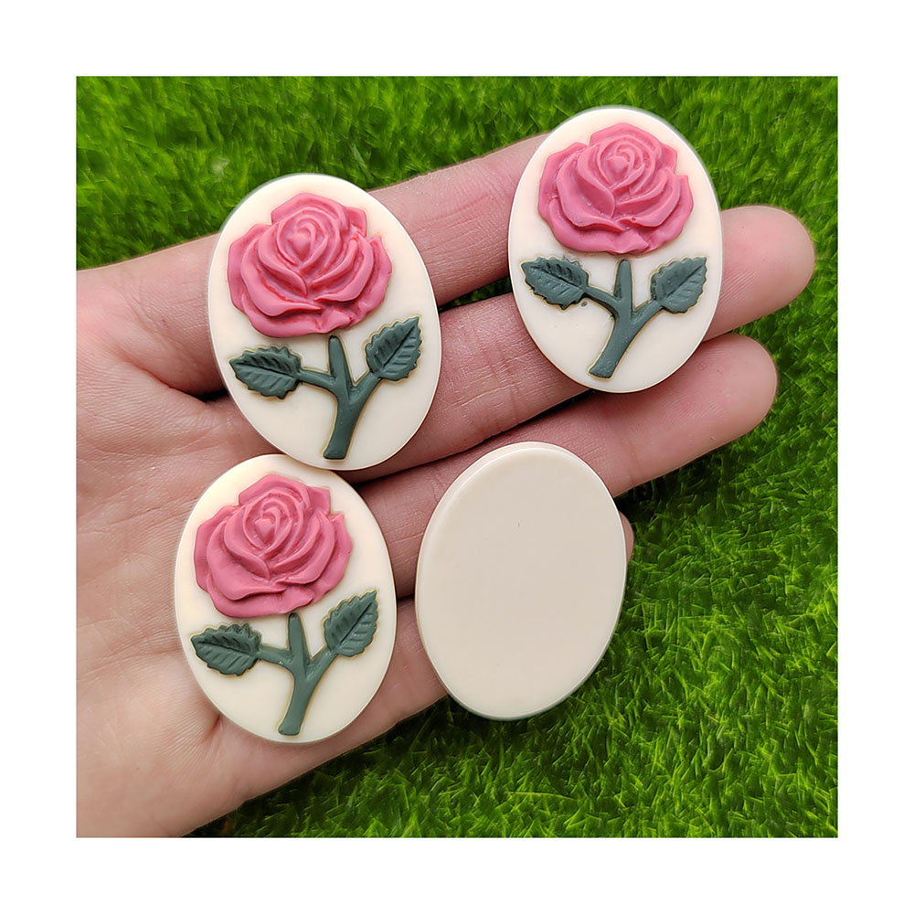 Resin Art Alphabet - Ovale Form Flatback Harz Blume Rose
