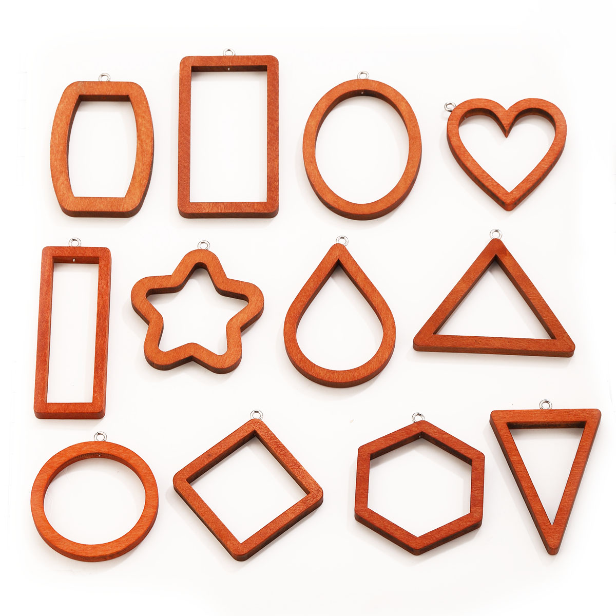 Resin Art Handmade - 10 Stück Dreieckige und Rechteckige Holz-Geometrie-Anhänger