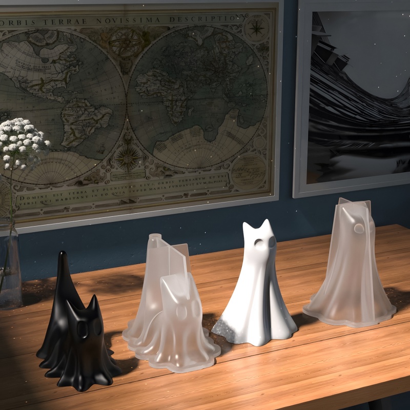 Geisterkatze Halloween Desktop – Resin Art Epoxy Bewertung und Preis