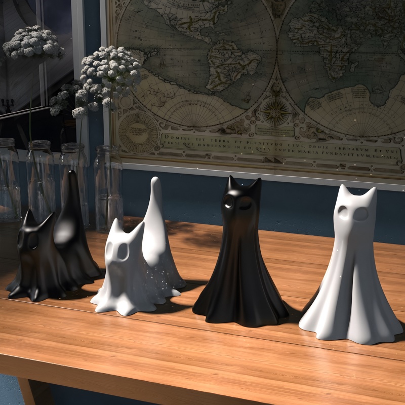 Geisterkatze Halloween Desktop – Resin Art Epoxy Bewertung und Preis