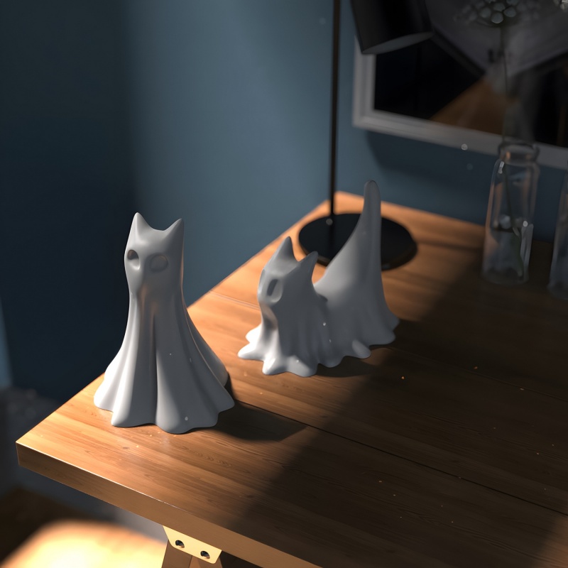 Geisterkatze Halloween Desktop – Resin Art Epoxy Bewertung und Preis